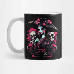 Geisha | Grim Reaper Geisha Skull | Cool Retro Japanese Aesthetic Mug